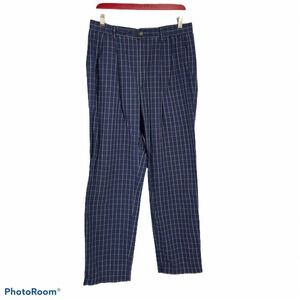 Vintage 1990s Tommy Hilfiger plaid blue pleated pants 34 x 30